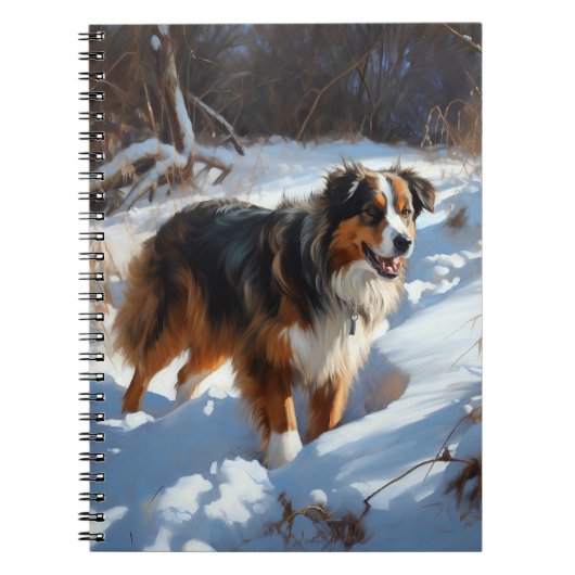 Australian Shepherd Laat Het Sneeuw Kerstmis Notitieboek (Voorkant)