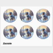 Australian Shepherd Laat Het Sneeuw Kerstmis Ronde Sticker (Vel)