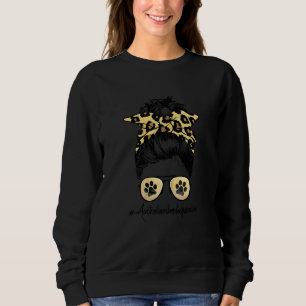 Australian Shepherd Mam Dog Mam Messy Hair Bun Leo Trui
