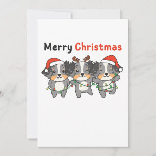 Australian Shepherd Merry Kerstmis Dogs Holi Feestdagenkaart