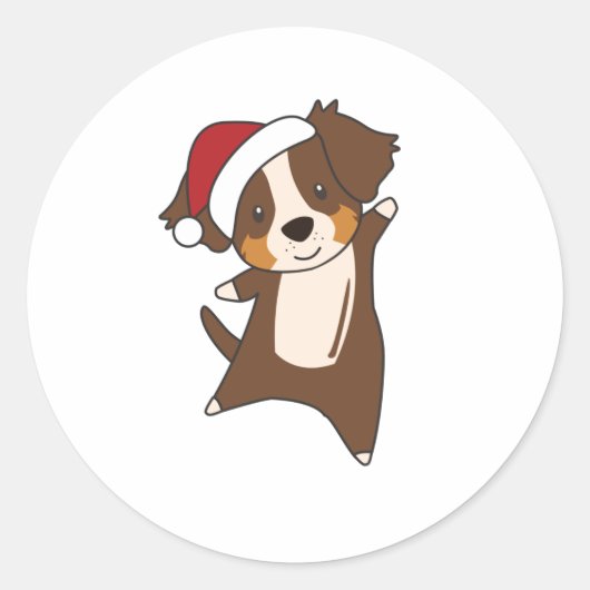 Australian Shepherd Merry Winter Ronde Sticker (Voorkant)