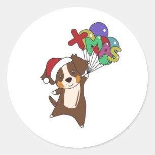 Australian Shepherd Merry Winter Ronde Sticker