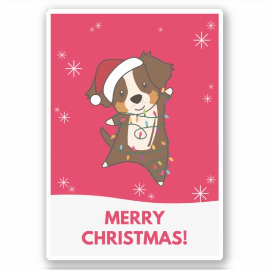 Australian Shepherd Merry Winter Sticker (Voorkant)