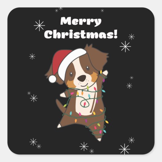 Australian Shepherd Merry Winter Vierkante Sticker (Voorkant)