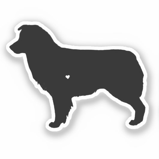 Australian Shepherd met Heart Black Silhouette Sticker (Voorkant)