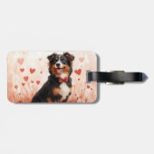 Australian Shepherd met Rozen - Valentijnsdag Bagagelabel (Achterkant horizontaal)