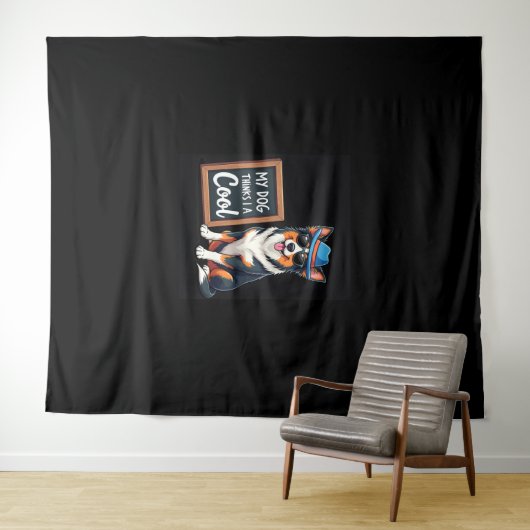 Australian Shepherd Mijn hond denkt dat ik cool be Wandkleed (In Situ (horizontaal))