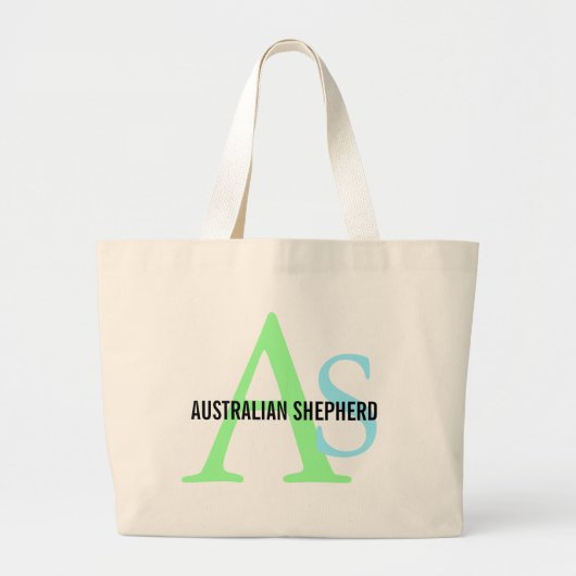 Australian Shepherd Monogram Grote Tote Bag (Voorkant)