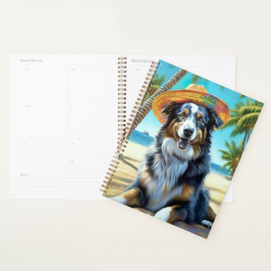 Australian Shepherd On Beach amoureux des chiens c (Devant avec enveloppe)