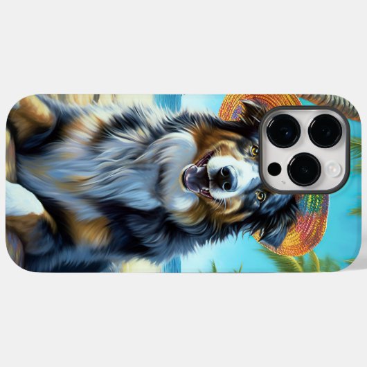 Australian Shepherd On Beach hondenliefhebber zome Case-Mate iPhone Case (Achterkant (horizontaal))