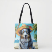 Australian Shepherd On Beach hondenliefhebber zome Draagtas (Voorkant)