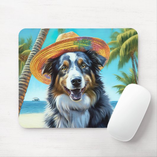 Australian Shepherd On Beach hondenliefhebber zome Muismat (Met muis)