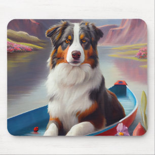 Australian Shepherd op een Peddel: Een Schitterend Muismat