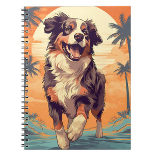 Australian Shepherd op een tropisch strand Notitieboek