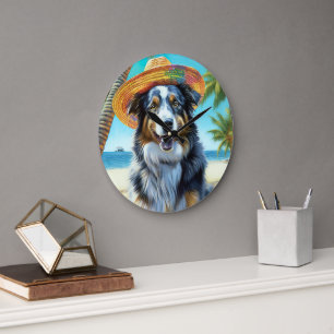 Australian Shepherd op het strand cadeau voor hond Grote Klok