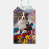 Australian Shepherd op Paddle: Een Schilderachtig  Cadeaulabel (Achterkant)