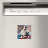 Australian Shepherd op Paddle: Een Schilderachtig  Magneet (Insitu (Vaatwasser))