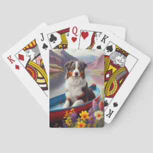 Australian Shepherd op Paddle: Een Schilderachtig  Pokerkaarten