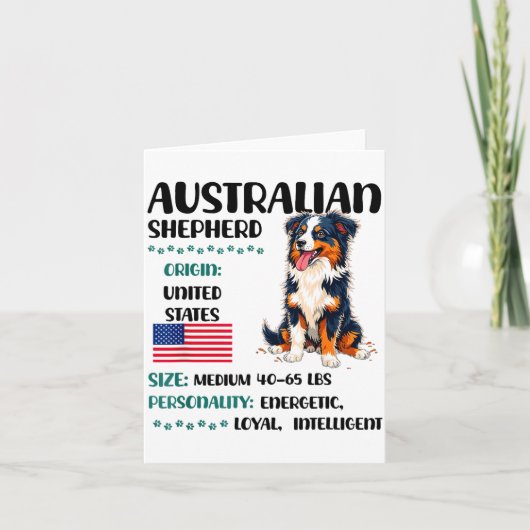 Australian Shepherd Origin Funny Aussie Dog Lover  Kaart (Voorkant)