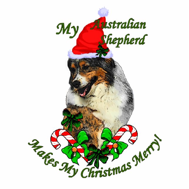 Australian Shepherd Ornament met kerstcadeaus Fotobeeldje Ornament (Voorkant)