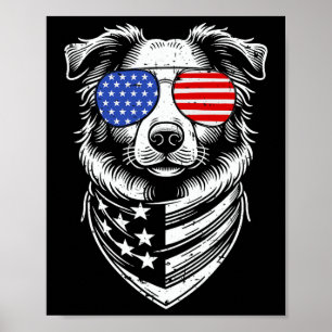 Australian Shepherd Patriotisch op 4 juli Poster