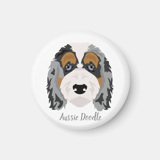 Australian Shepherd Poedel mix Badge Magneet (Voorkant)