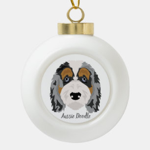 Australian Shepherd Poedel mix kerstversiering Keramische Bal Ornament