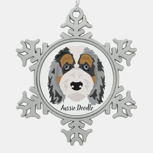 Australian Shepherd Poedel mix kerstversiering Tin Sneeuwvlok Ornament (Voorkant)