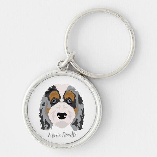 Australian Shepherd Poedel mix Sleutelhanger (Voorkant)