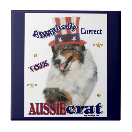 Australian Shepherd Politieke Humor Tegeltje (Voorkant)