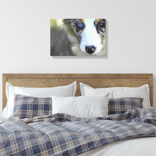 Australian Shepherd Puppy 1 Canvas Afdruk (Insitu (Slaapkamer))