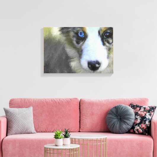 Australian Shepherd Puppy 1 Canvas Afdruk (Insitu (Woonkamer))