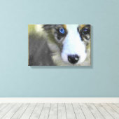Australian Shepherd Puppy 1 Canvas Afdruk (Insitu (Houten vloer))