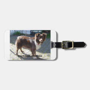 australian shepherd red tri liefde met foto bagagelabel