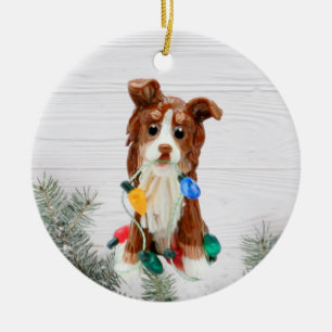 Australian Shepherd Red Tricolor Ornement en céra