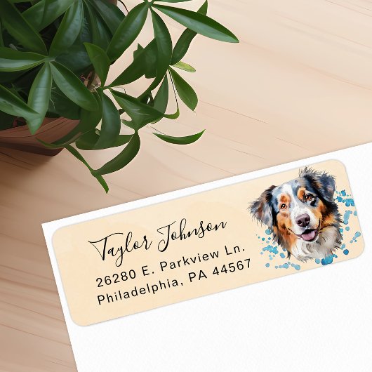 Australian Shepherd Retouradres Label