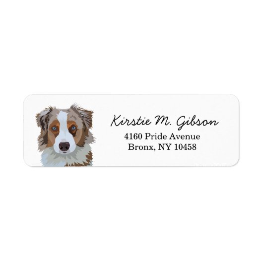 Australian Shepherd Return Address Label (Voorkant)