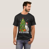 Australian Shepherd Santa Christmas Tree Lights Xm T-shirt (Voorkant volledig)