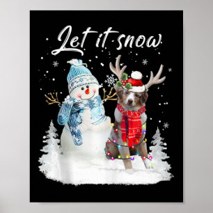 Australian Shepherd Santa Dog Kerstmis Snowman Xm Poster