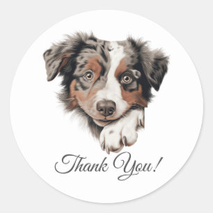 Australian Shepherd Schattigee hond bedankt Ronde Sticker