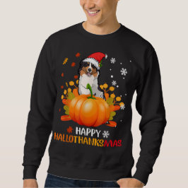 Australian Shepherd Shirten, Happy Hallothanksmas Trui
