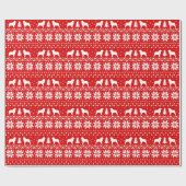 Australian Shepherd Silhouettes Kersthonden Red Cadeaupapier (Vlak)