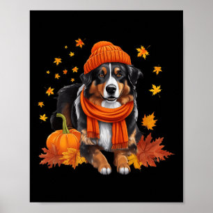 Australian Shepherd Thanksgiving Pompoen Hond Herf Poster