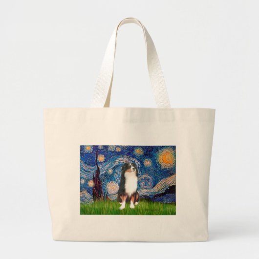 Australian Shepherd (Tri2) - Sterrennacht Grote Tote Bag (Voorkant)
