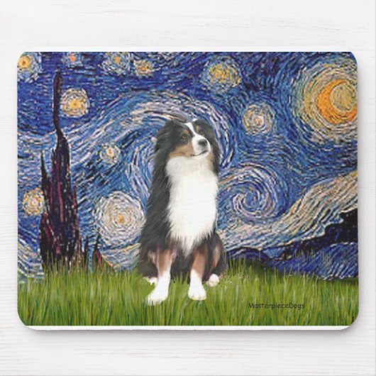Australian Shepherd (Tri2) - Sterrennacht Muismat (Voorkant)