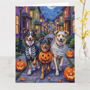 Australian Shepherd Trick-or-Treating met Hallowee Kaart