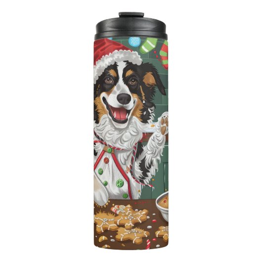 Australian Shepherd Vakantie Bakken Kerstmis Thermosbeker (Voorkant)
