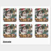 Australian Shepherd Vakantie Bakken Kerstmis Vierkante Sticker (Vel)