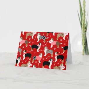 Australian Shepherd Valentijn Pattern Holiday Kaar Feestdagen Kaart