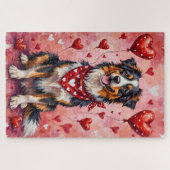 Australian Shepherd Valentine Dog Art with Hearts Legpuzzel (Horizontaal)